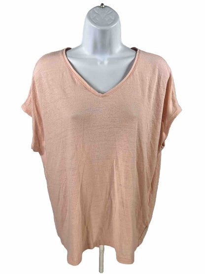 White House Black Market Women's Pink Linen Blend Loose Fit Shirt - M