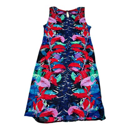 NEW Dana Dutchman Women’s Blue/Red Tropical Print Shift Dress - L