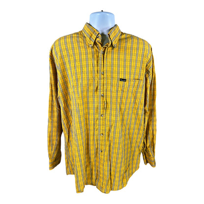 Favorable Men’s Yellow Plaid Long Sleeve Button Up Shirt - XL