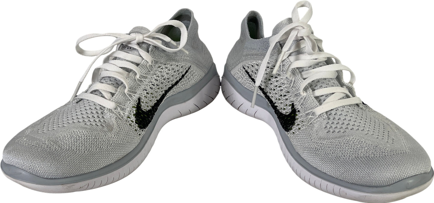 Nike Women’s White/Gray Free Run Flyknit Lace Up Athletic Shoes - 8.5