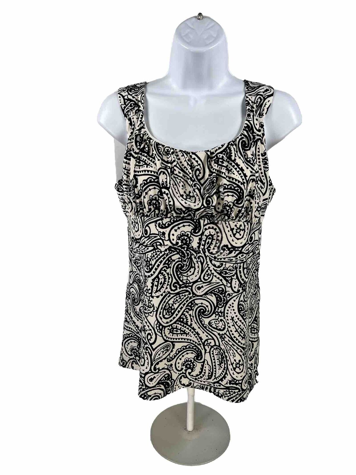 NEW Ann Taylor Women's White Paisley Tank Top - M