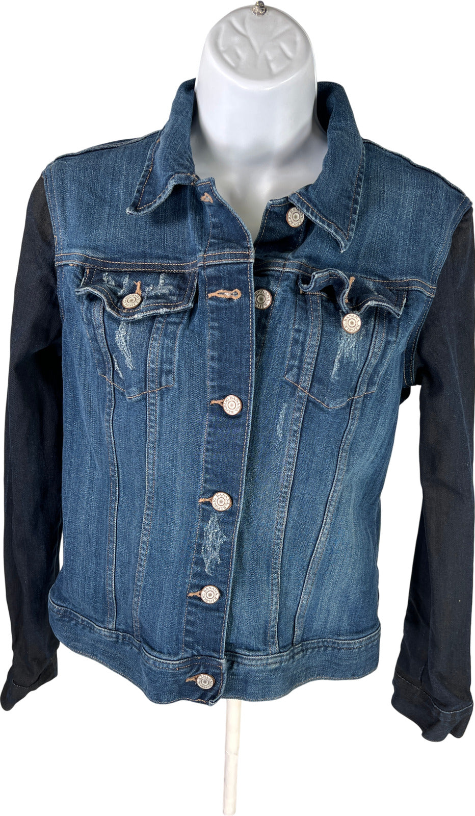 Banana Republic Women’s Dark Wash Two Tone Denim Jean Jacket - M