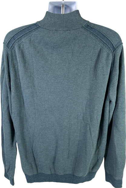 Tommy Bahama Men’s Blue Pima Cotton 1/4 Zip Sweater - XXL