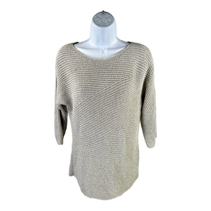 Chico’s Women’s Gray Metallic 3/4 Sleeve Sweater - 1/US M