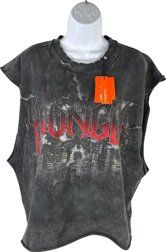 NEW YoungLA Women’s Charcoal Gray Sleeveless Oversized Shirt - XXL