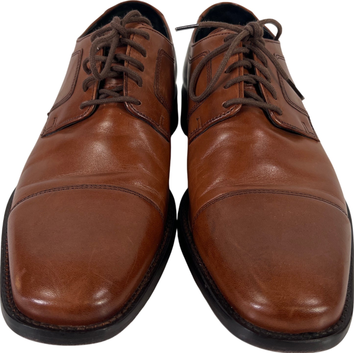 Johnston and Murphy Men’s Brown Leather Landon Cap Toe Oxford Dress Shoes