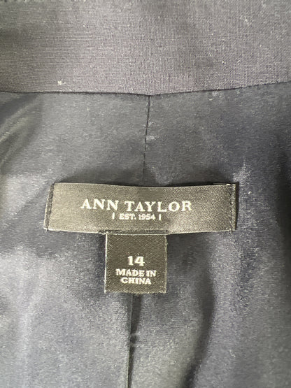 Ann Taylor Women’s Navy Blue Lined 2-Button Blazer Jacket - 14