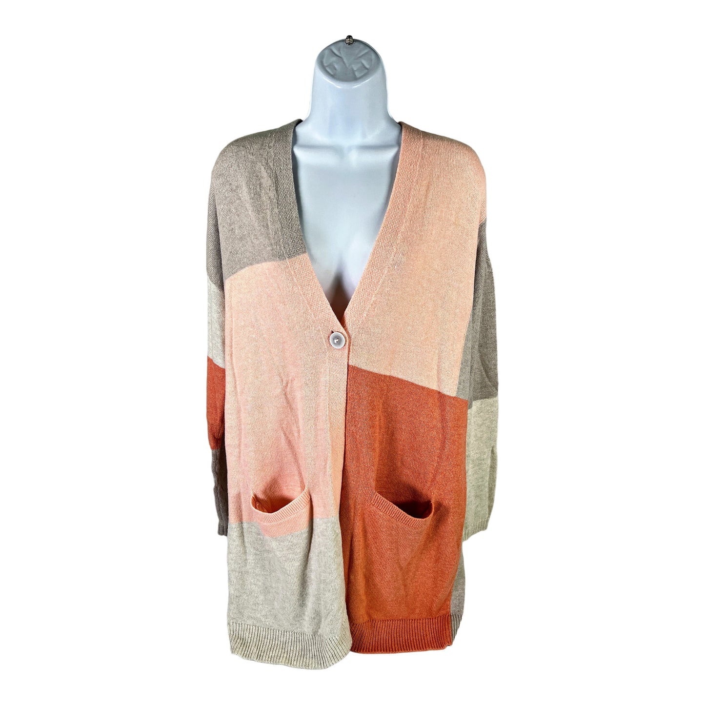 Pure J.Jill Women’s Pink/Gray One Button Cardigan Sweater - S