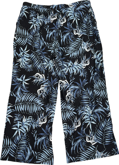 J. Jill Women’s Black Blue Palm Leaf Wearever Lounge Pants - L Petite