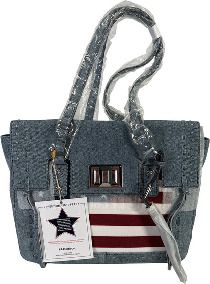 NEW Aimee Kestenberg Hope for Warriors American Flag Turnlock Shoulder Bag Purse