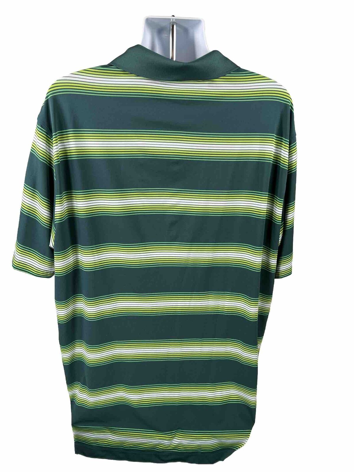 Nike Men's Green Striped Short Sleeve Golf Polo Shirt - XXL