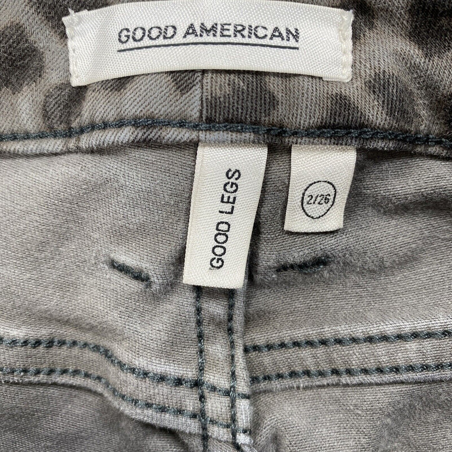 Good American Women's Gray Leopard Print Stretch Skinny Jeans - 2/26