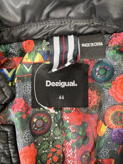 Desigual Women’s Black Floral Accent Quilted Button Front Jacket - 44