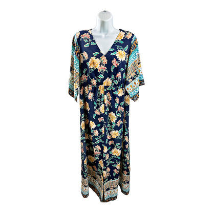 Chico’s Women’s Blue Floral Kimono Maxi Dress - .5/ US 6