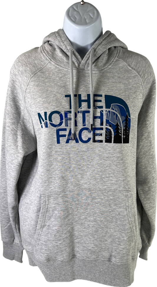 The North Face Women’s Gray/Blue Logo Graphic Pullover Hoodie - L