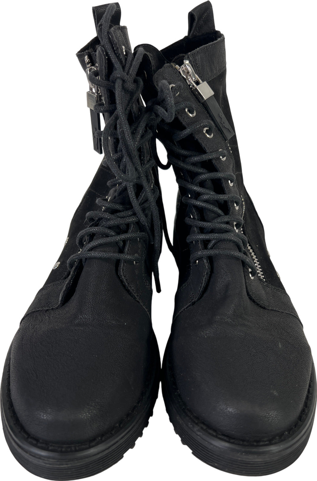 Rocket Dog Women&#39;s Black Lace Up Faux Leather Combat Boots - 7.5