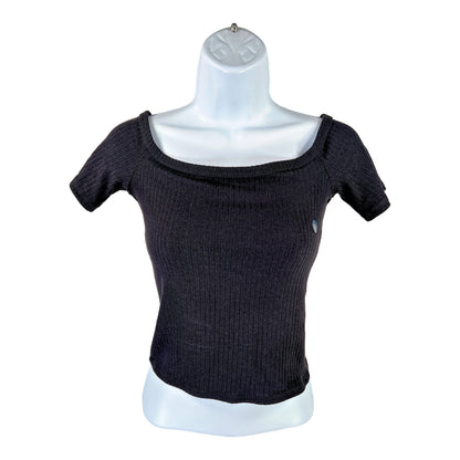 NEW Abercrombie & Fitch Women’s Black Ribbed Boat Neck Crop Top - S