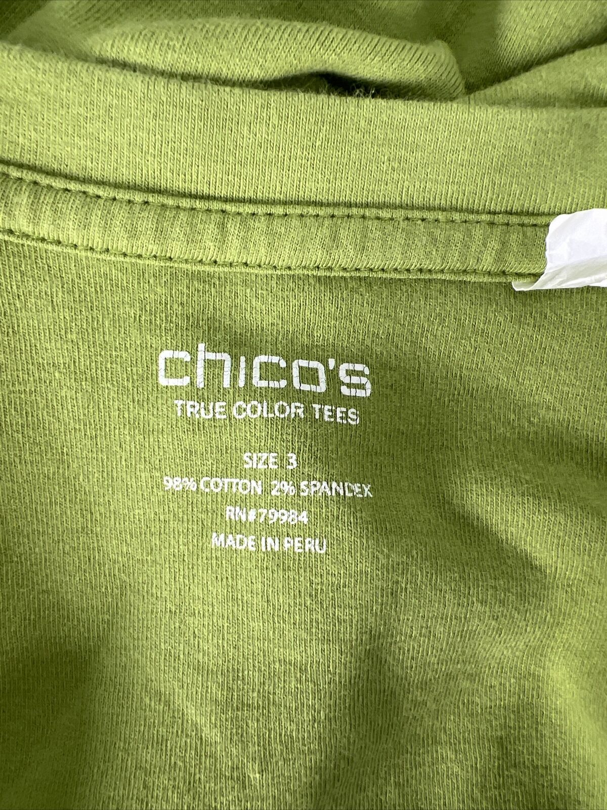 Chicos Women's Green Short Sleeve True Colors Tee Shirt - 3/US XL