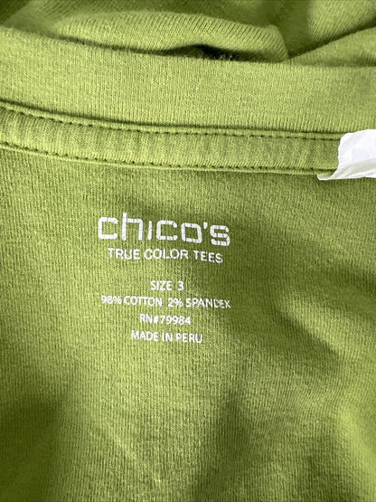 Chicos Women's Green Short Sleeve True Colors Tee Shirt - 3/US XL