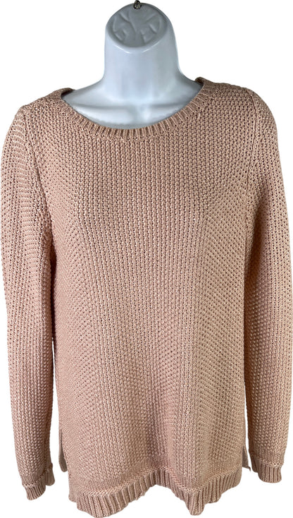 White House Black Market Women’s Pink Metallic Long Sleeve Knit Sweater - M