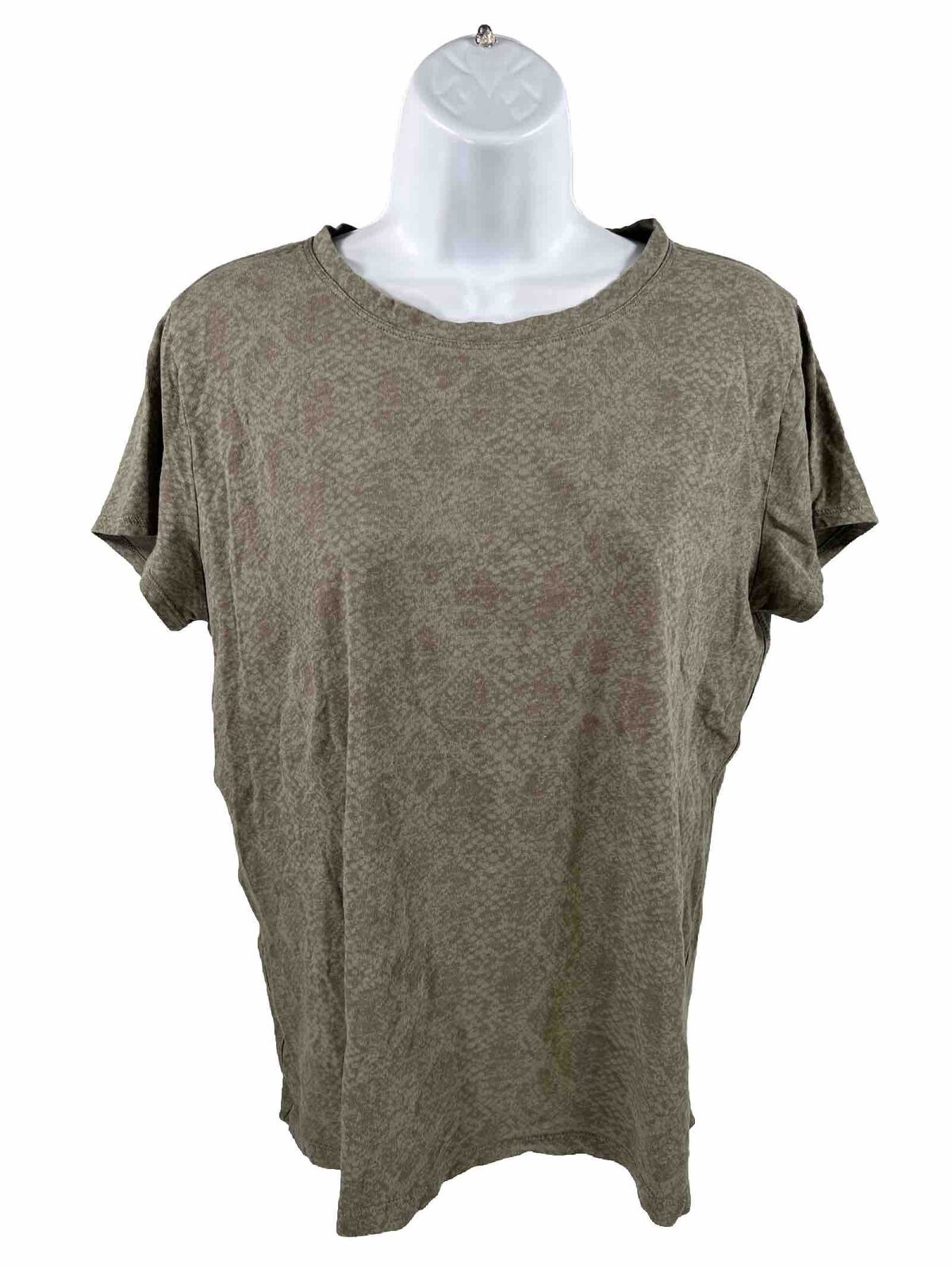 Athleta Women's Green Organic Daily Snake Print Short Sleeve T-Shirt - L