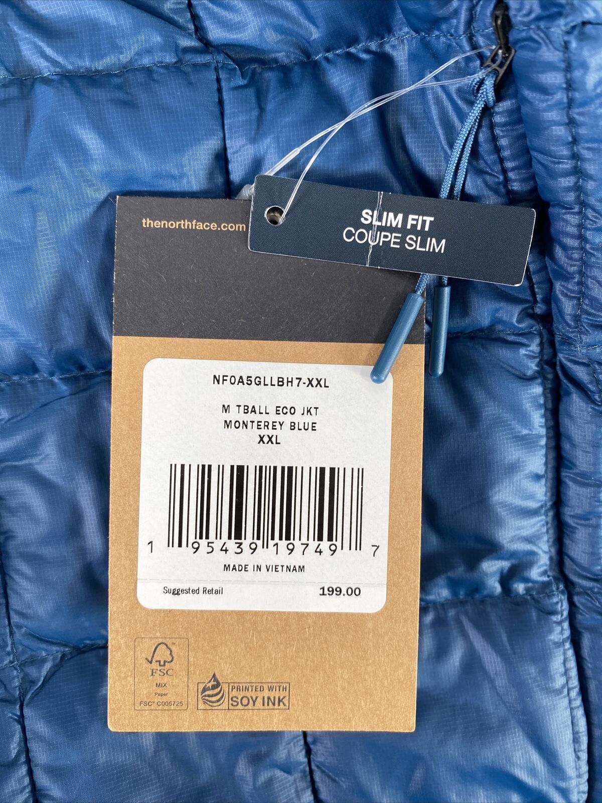 NEW The North Face Men's Monterey Blue Thermoball Eco Jacket - XXL