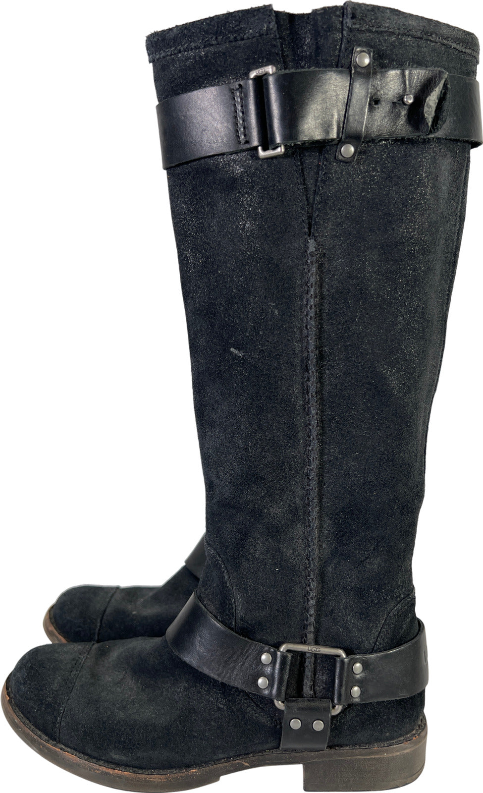 UGG Women’s Black Suede Dree Harness Pull On Tall Riding Boots - 7