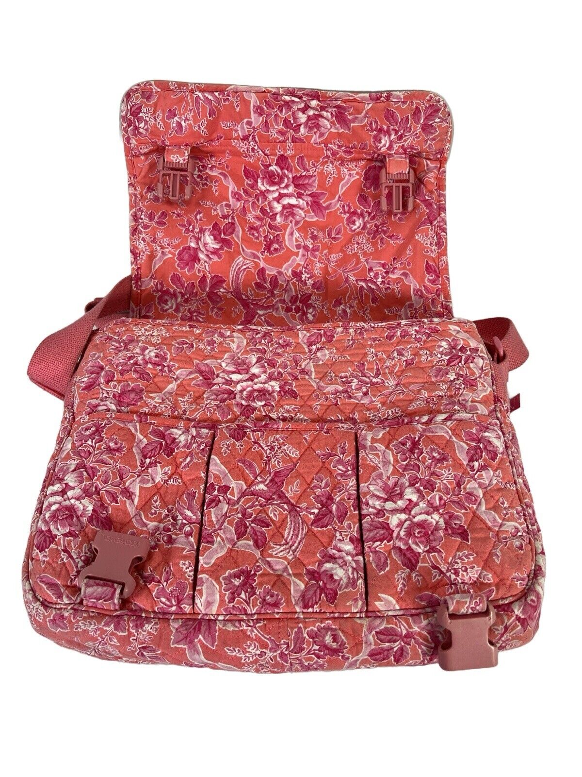 Vera Bradley Pink Hope Toile Quilted Messenger Bag