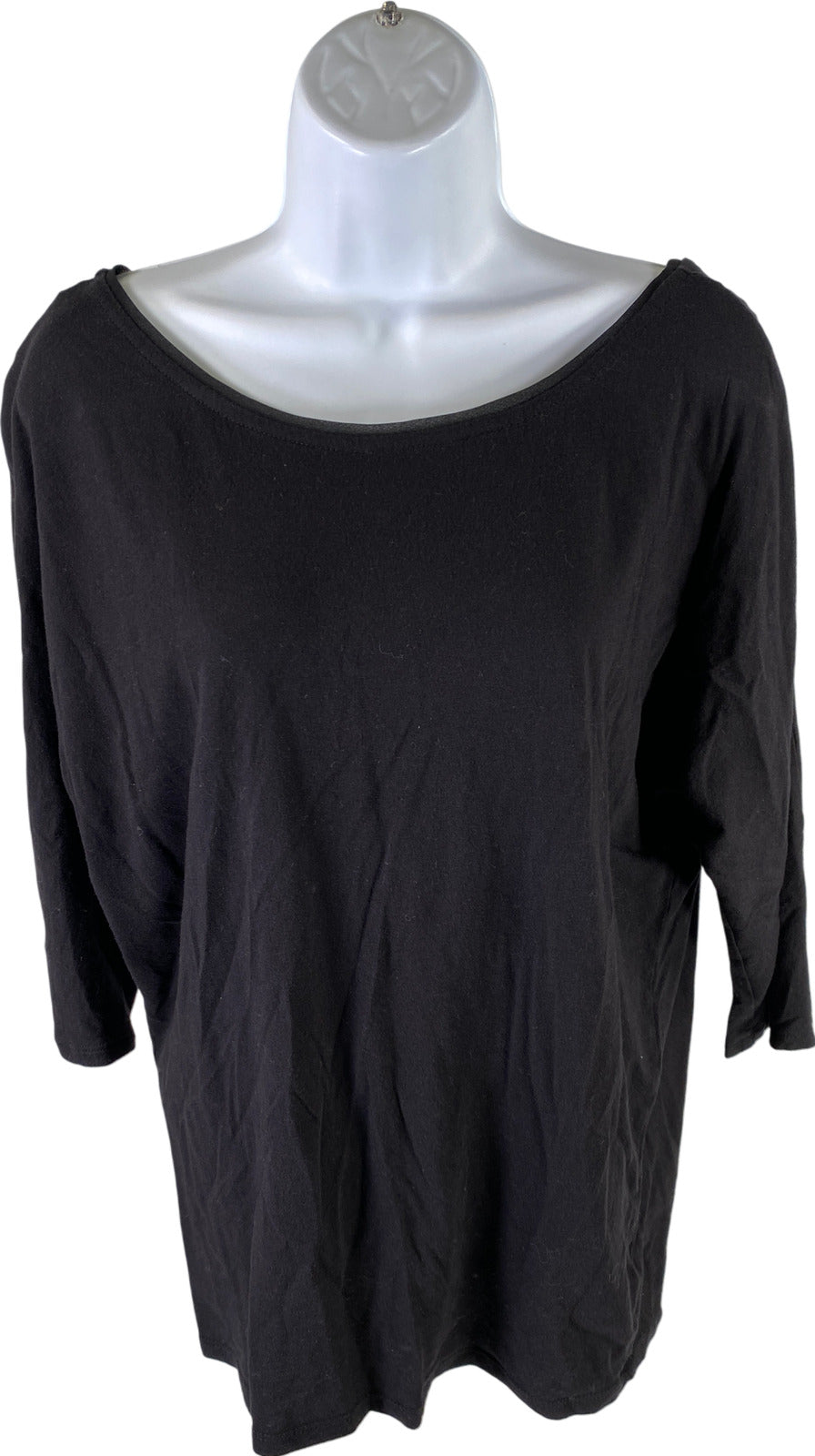 White House Black Market Women’s Black 3/4 Sleeve Boat Neck Shirt - S