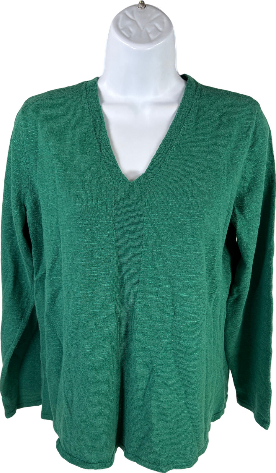 J. Jill Women’s Green Long Sleeve V-Neck Knit Sweater - M