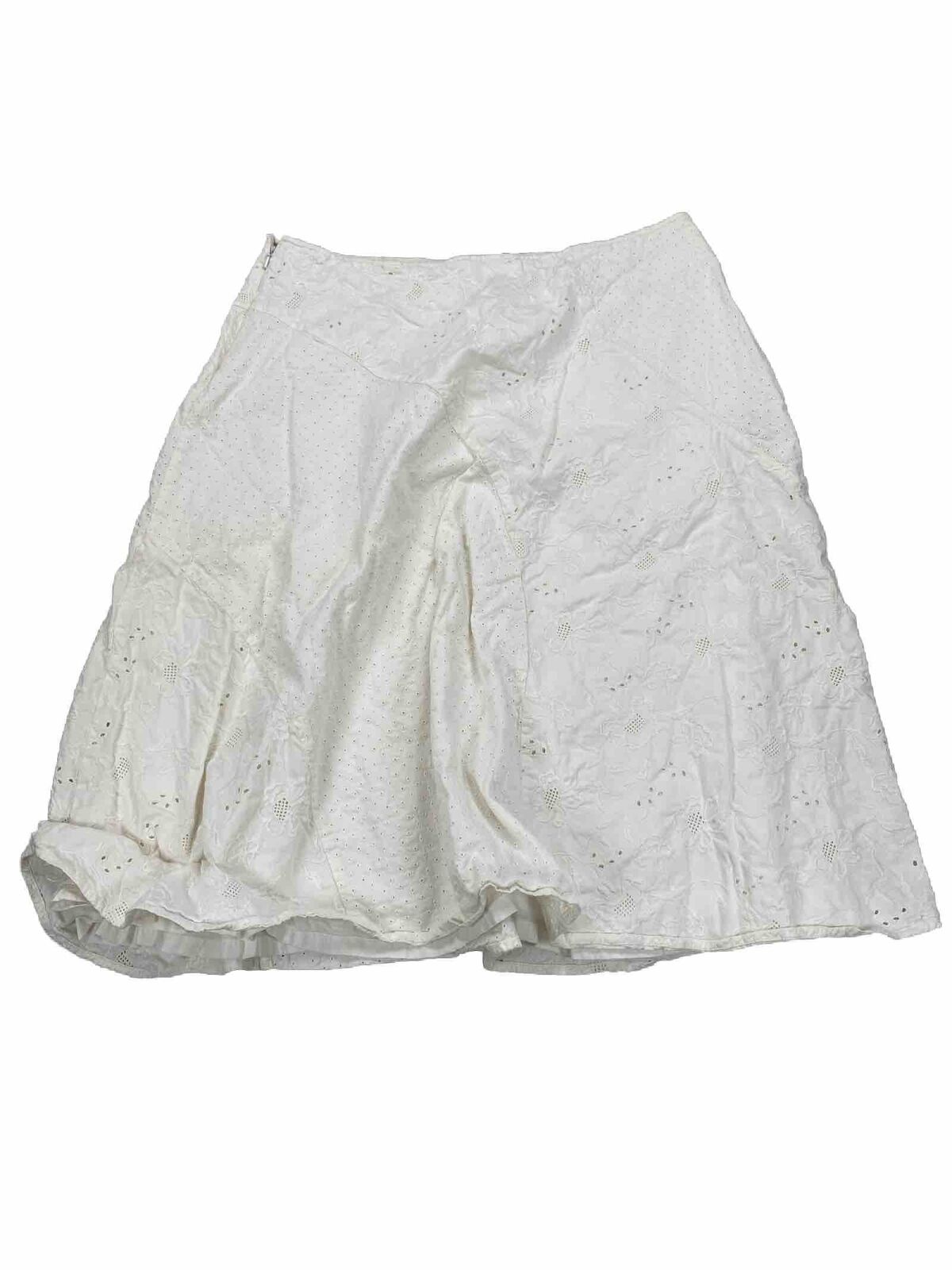 J. Jill Women's Ivory Floral Lace Cotton A-Line Skirt - 14