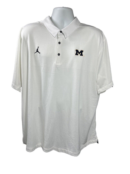 Nike Jordan Men's White U of M Short Sleeve Athletic Polo - 3XL