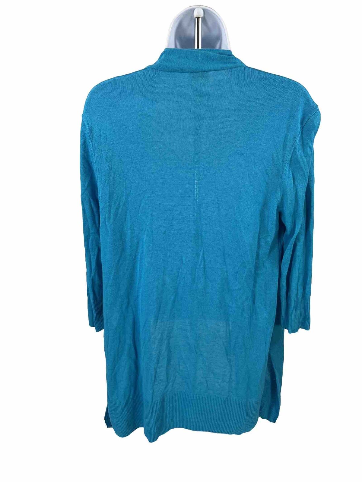 Chico's Women's Aqua Blue 3/4 Sleeve Linen Blend Cardigan - 0/US S