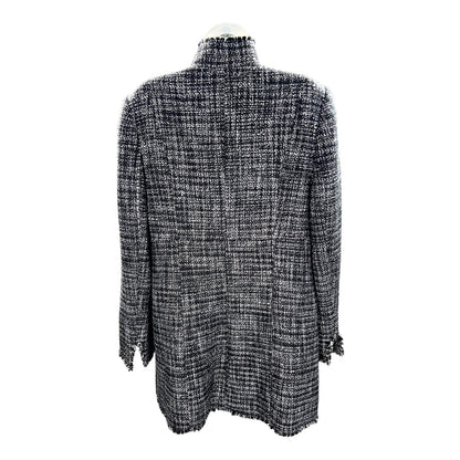 White House Black Market Women’s Black/White Wool Blend Tweed Coat - 14