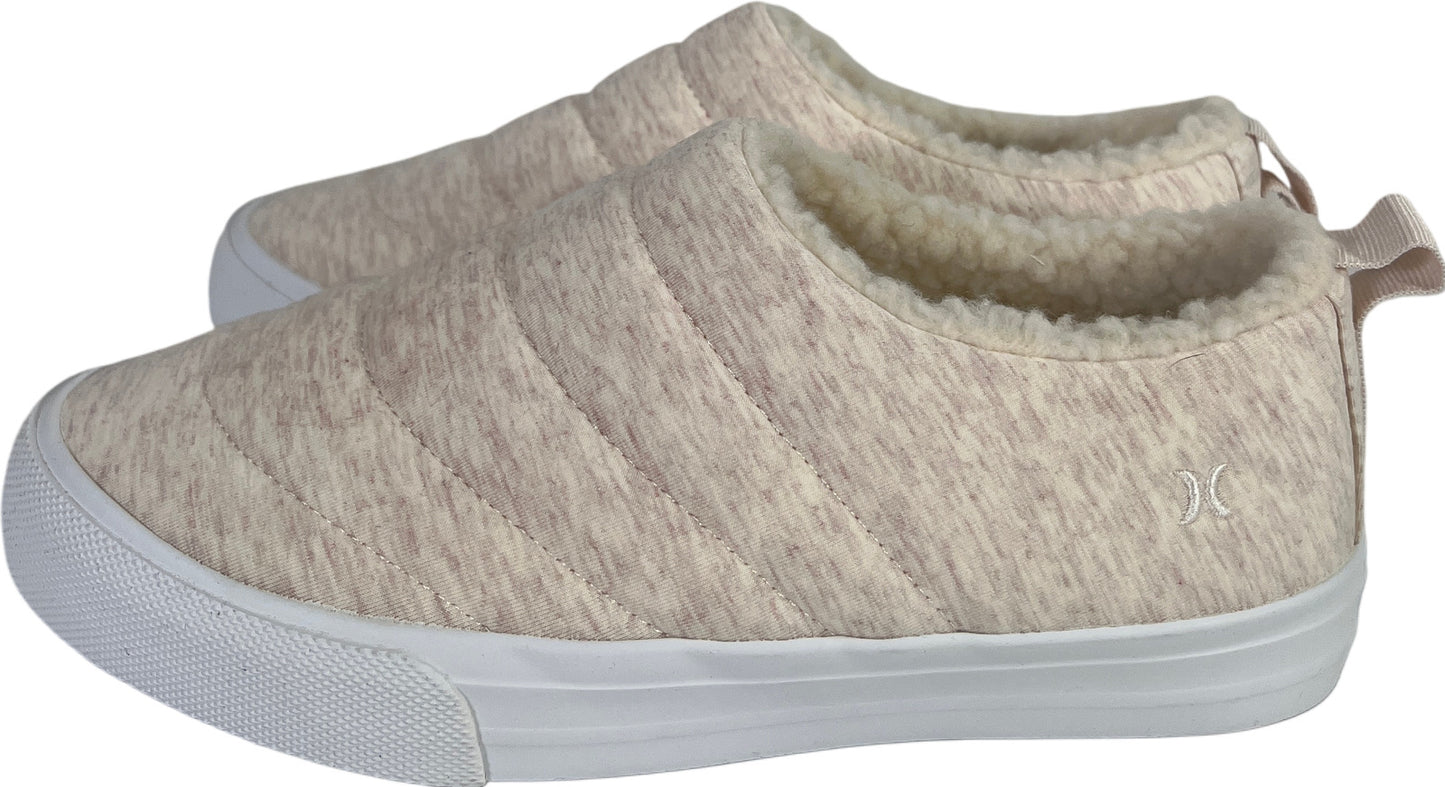 Hurley Women’s Ivory Sherpa Lined Slip On Sneakers Shoes - 6