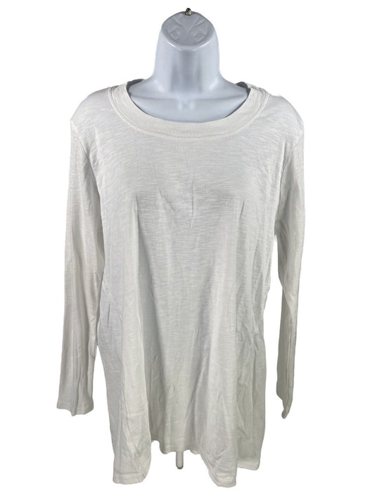 J. Jill Women's White Pima Scoop Neck Elliptical Tunic Shirt - L