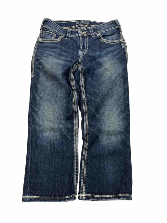 Silver Jeans Women's Dark Wash Cropped Slim Fit Jeans - 27