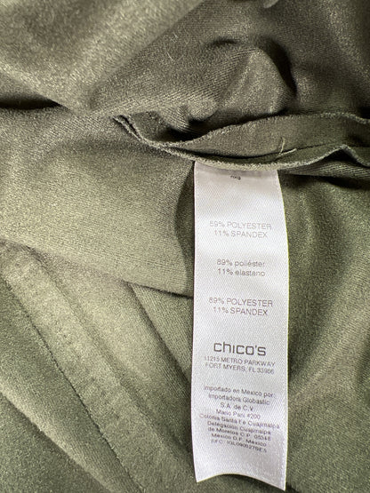 Chico’s Women’s Green Faux Suede Knee Length Vest - 2/US L