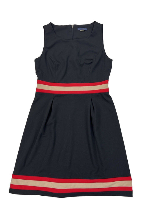 Tommy Hilfiger Women's Black Striped Sleeveless Sheath Dress - 10