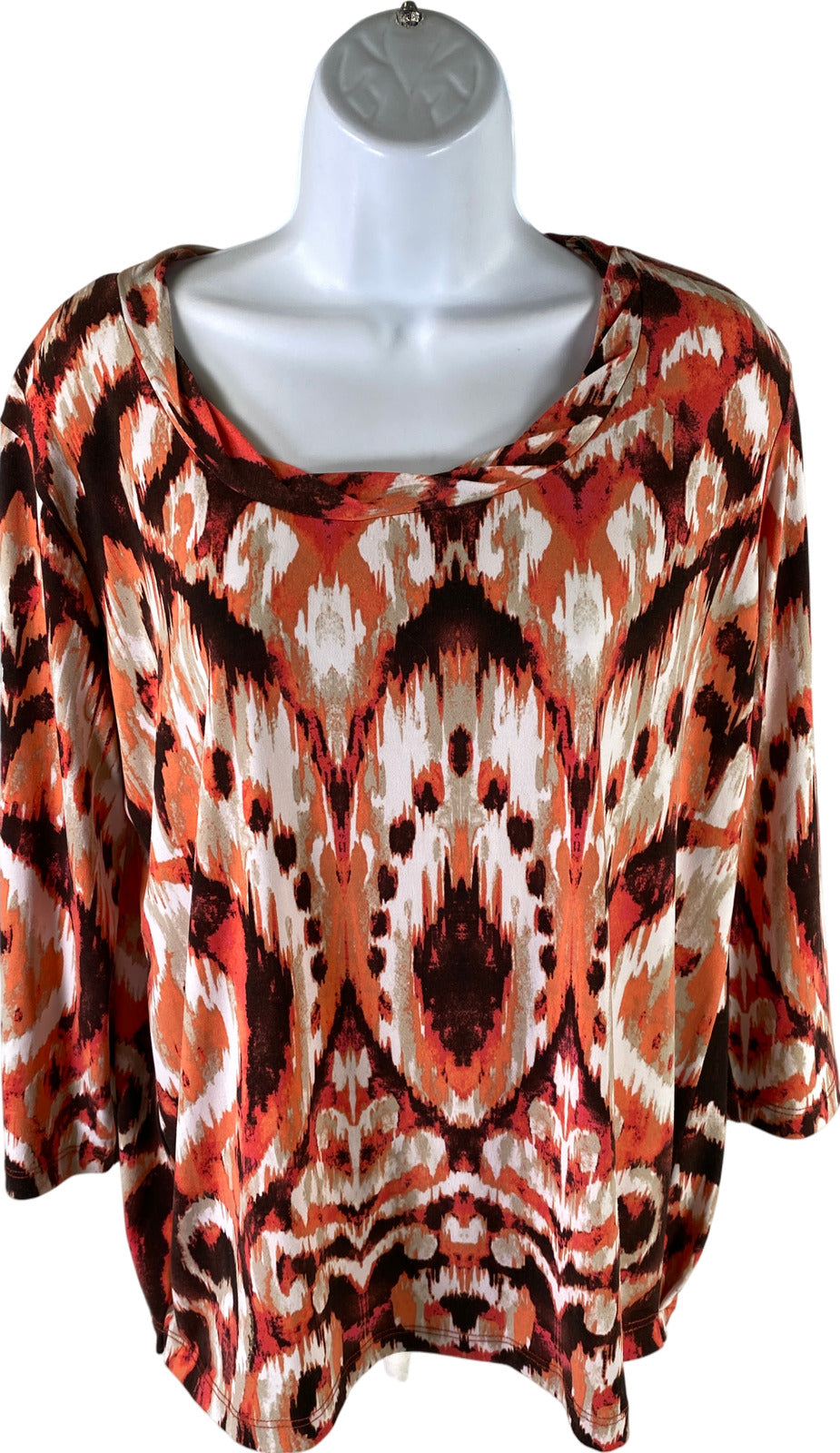 Chico’s Women’s Orange/Coral 3/4 Sleeve Blouse - 2/US L