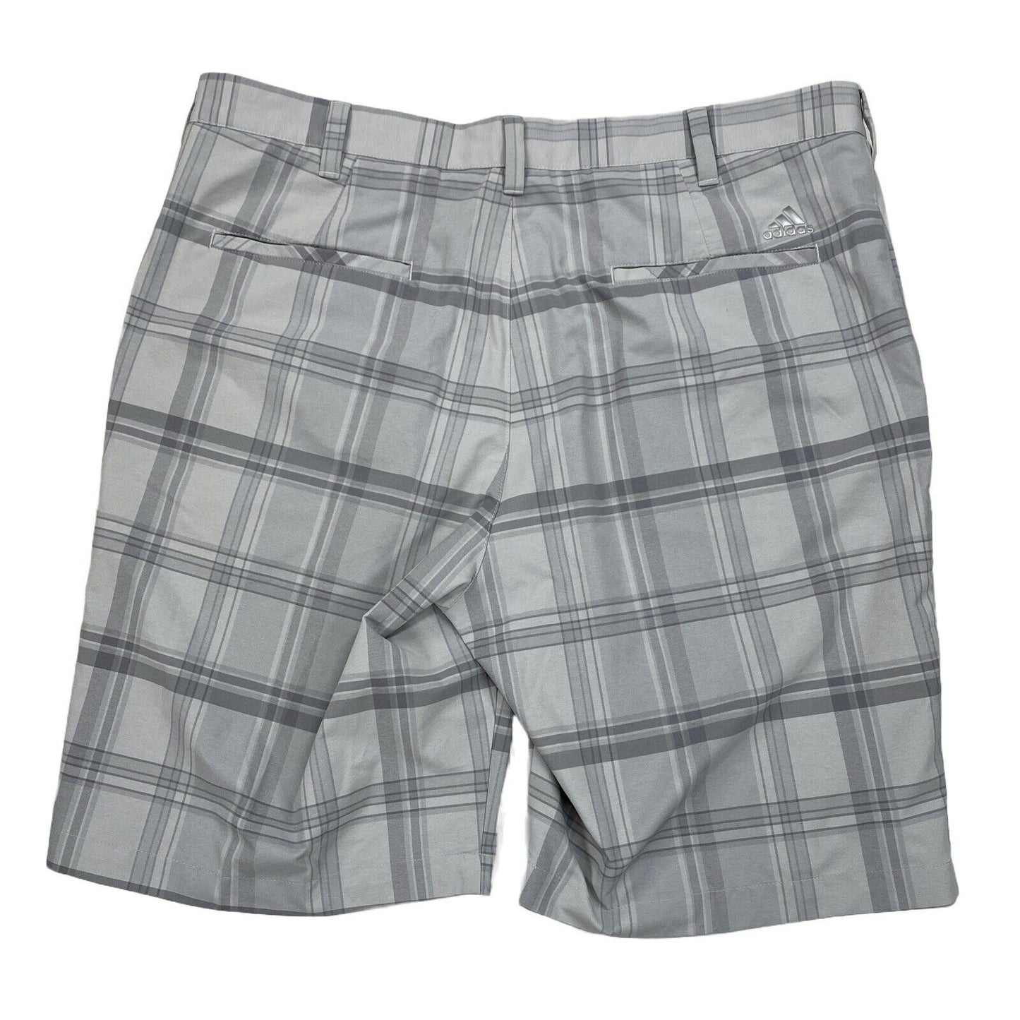 adidas Men's Gray Plaid Polyester Golf Shorts - 36