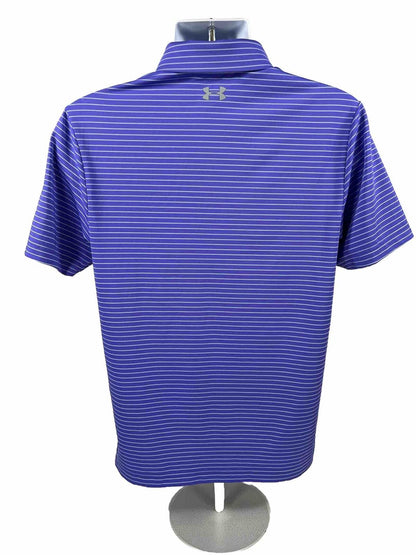 NEW Under Armour Men's Purple Striped HeatGear Polo Shirt - S