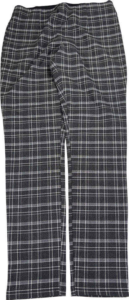 Calvin Klein Women’s Gray/White Plaid Slim Leg Pull On Pants - 8