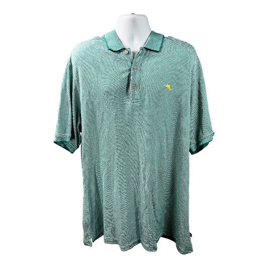 Tommy Bahama Men’s Green Striped Cotton Short Sleeve Polo Shirt - 2XT