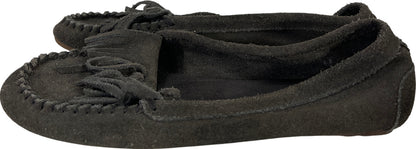 Minnetonka Women’s Gray Suede Fringe Slip On Moccasin Slippers - 8.5