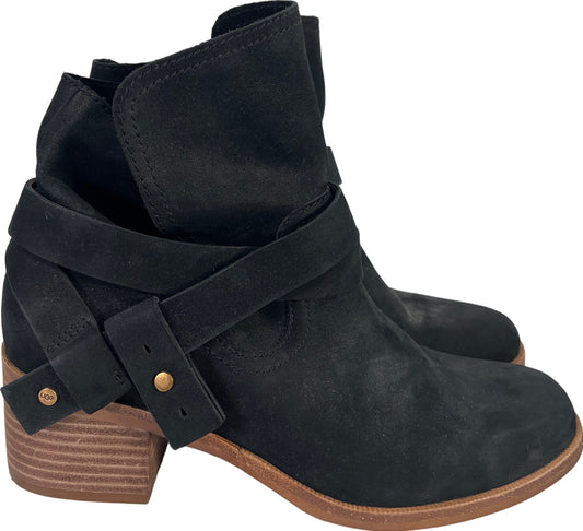 UGG Women’s Black Elora Pull On Suede Ankle Boots - 8