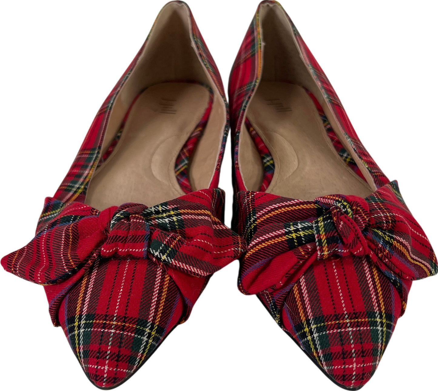 J.Jill Women’s Red Plaid Simone Bow Pointed Toe Flats - 10