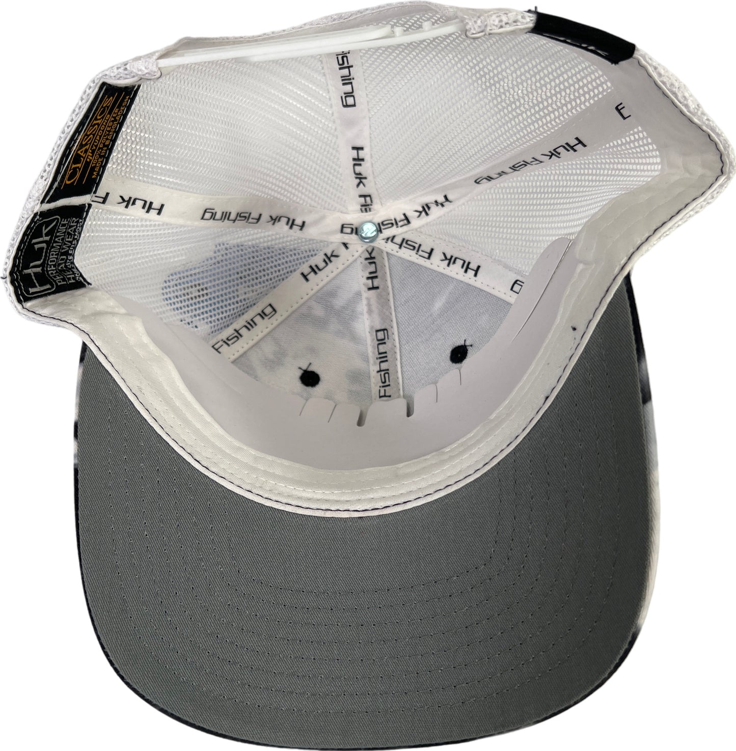 NEW HUK Black/White Mossy Oak Angler Mesh Back Snapback Hat - One Size