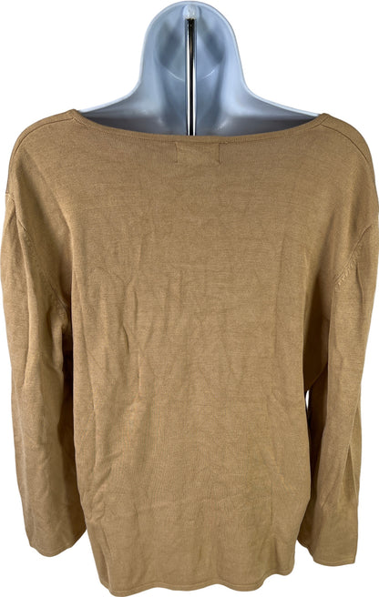 Chico’s Design Women’s Silk Blend Beige V-Neck Long Sleeve Sweater - 0/US S