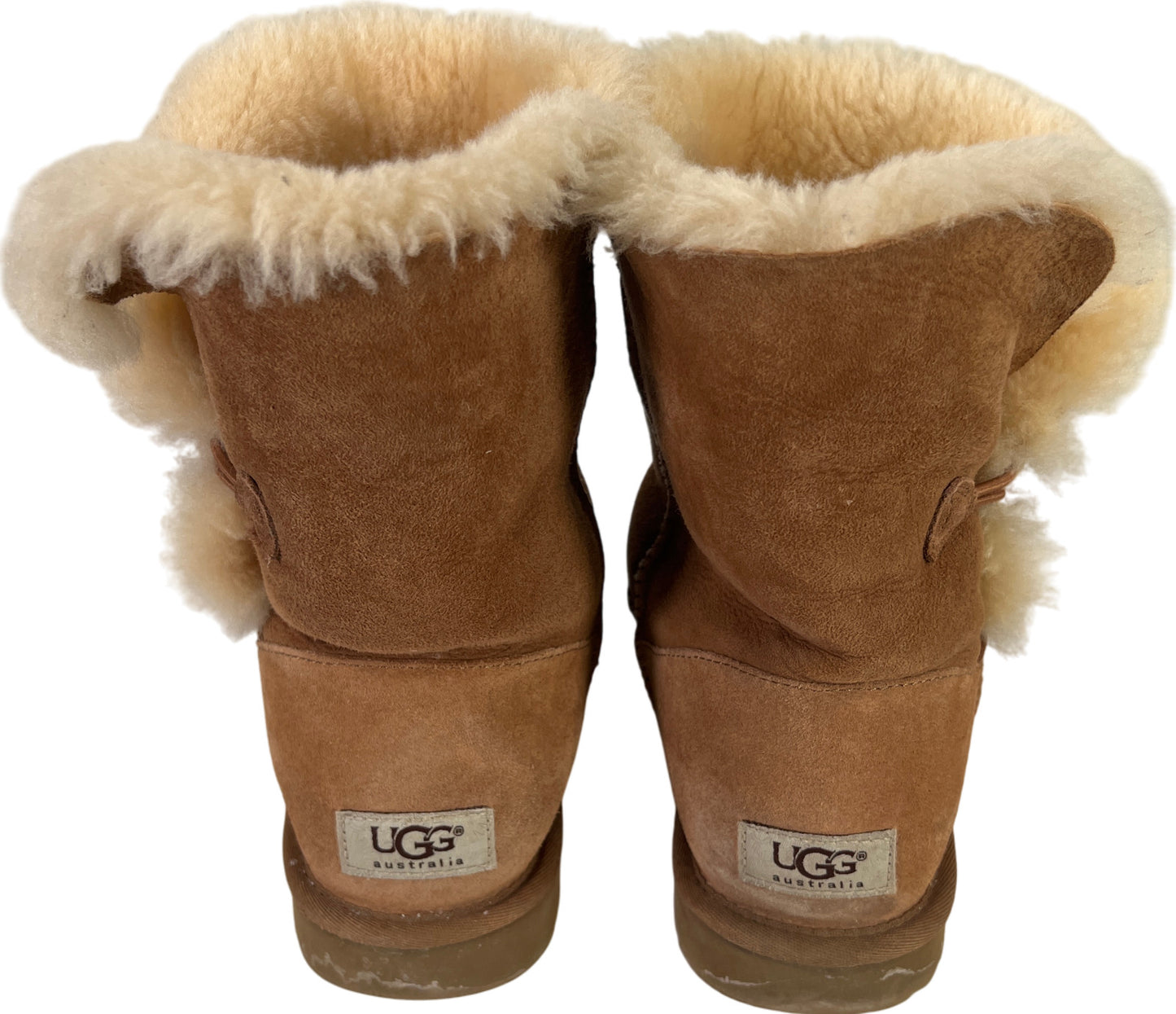 UGG Women’s Chestnut Brown One Bailey Button Short Shearling Boots - 8